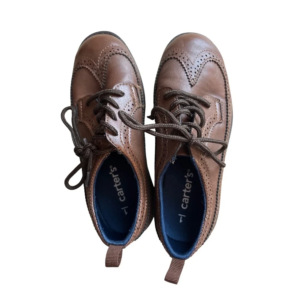 Carter's Boys‎ Brown Wingtip Lace Up Dress Shoes Size 1